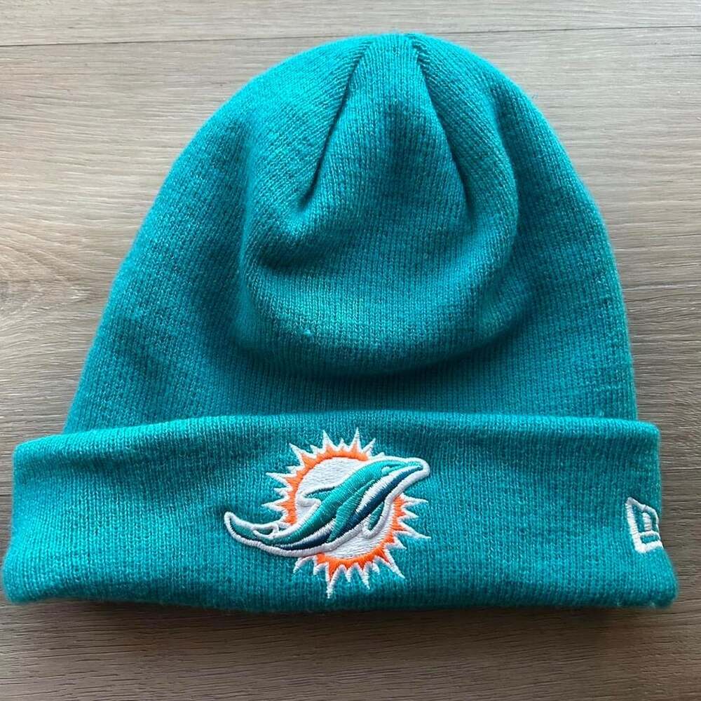 New Era Miami Dolphins NFL Cuffed Beanie Aqua Blue Hat